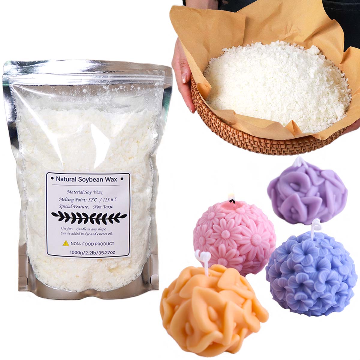 Candle Making Raw Material - 100/250/500/1000g Fiocco di cera di soia